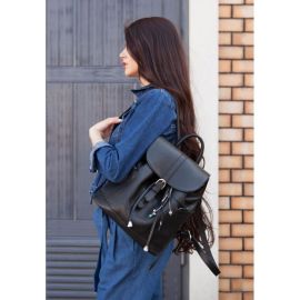 Кожаный женский рюкзак Олсен черный