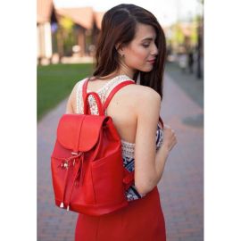 Кожаный женский рюкзак Олсен красный