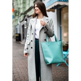 Кожаная женская сумка шоппер D.D. Бирюзовая