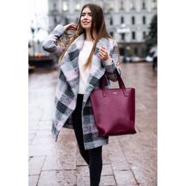 Кожаная женская сумка шоппер D.D. бордовая