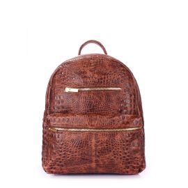 фото рюкзак POOLPARTY mini-bckpck-leather-croco-brown купить