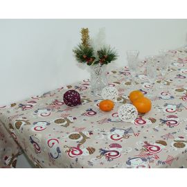 фото Скатерть Новогодняя Снеговик бежевая купить